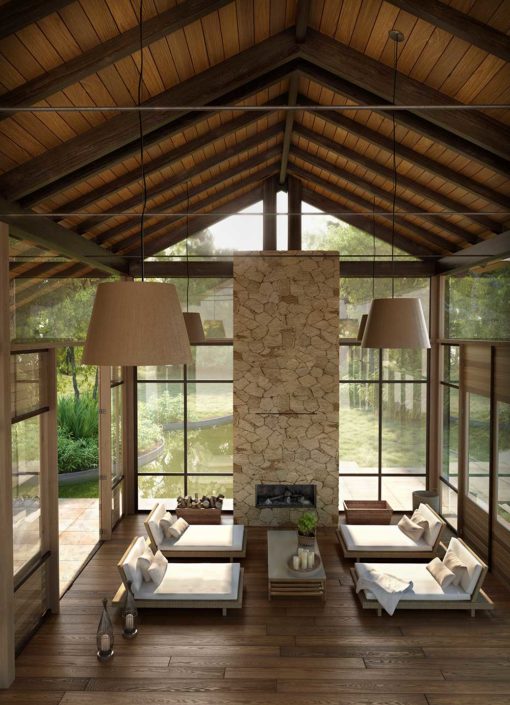 Innenvisualisierung Villa mit Holzboden